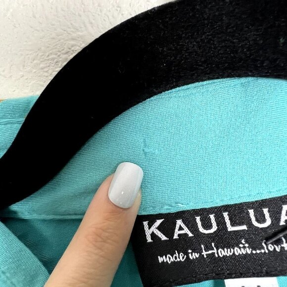 Kauluae Boys Youth Medium Miulana Palani Pullover Polo Shirt Seafoam Teal Gold - Picture 9 of 9